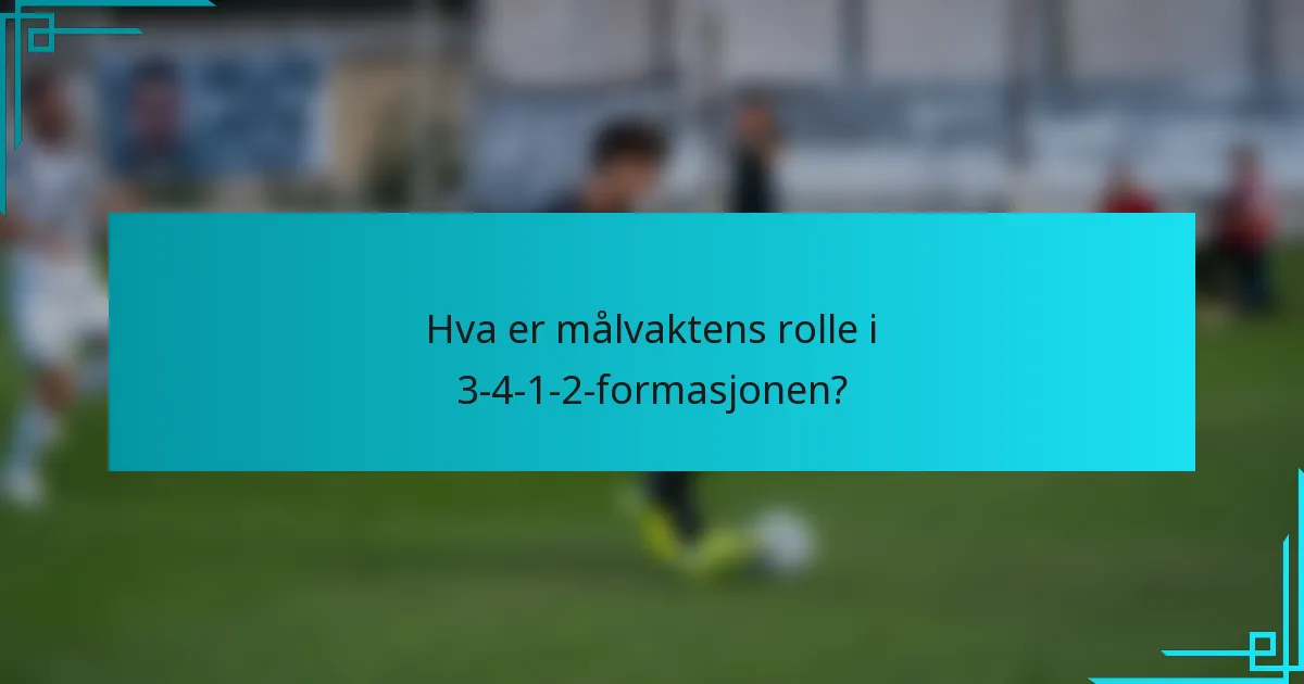Hva er målvaktens rolle i 3-4-1-2-formasjonen?