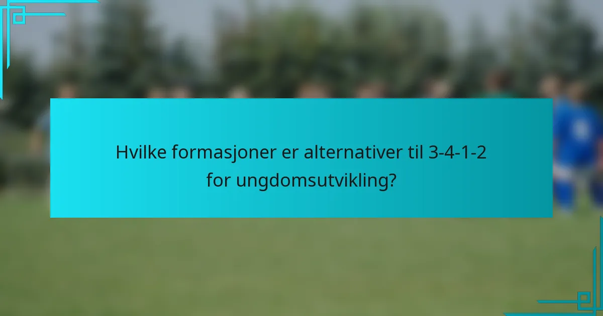 Hvilke formasjoner er alternativer til 3-4-1-2 for ungdomsutvikling?